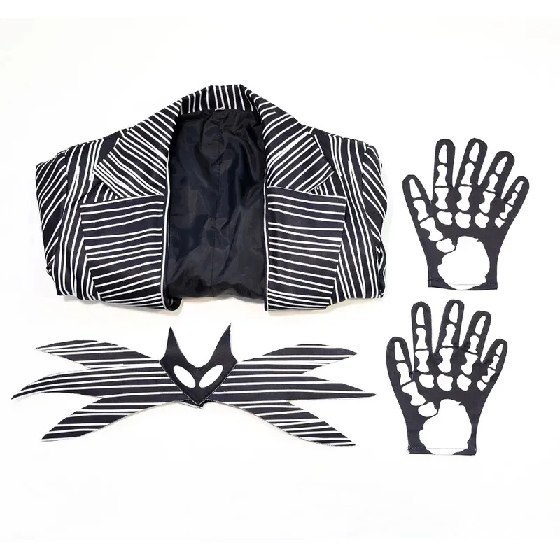 영화 악몽 잭 코스프레 의상 크리스마스 공포 스켈링 스트라이프 블랙 유니폼 해골 의상 할로윈 카니발 파티