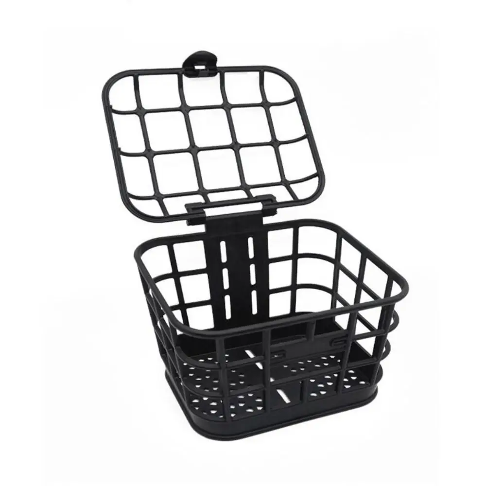 AliExpress NONE Black Bike Front Basket Plastic Hollow Bicycle Storage Basket With Lid Detachable Bike Front Carrier Bag Cycling Accessories