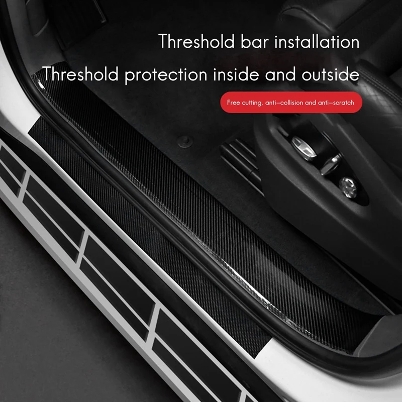 Car Carbon Fiber Door Sill Strip, Door Anti-Collision Strip, Anti-Stepping Protection, Modified Welcome Pedal