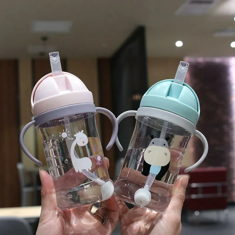 250ml Children's Drinking Cup Baby Gravity Ball Straw Cup Anti Choking Baby Handle Water Bottle Drop Resistant Kettle