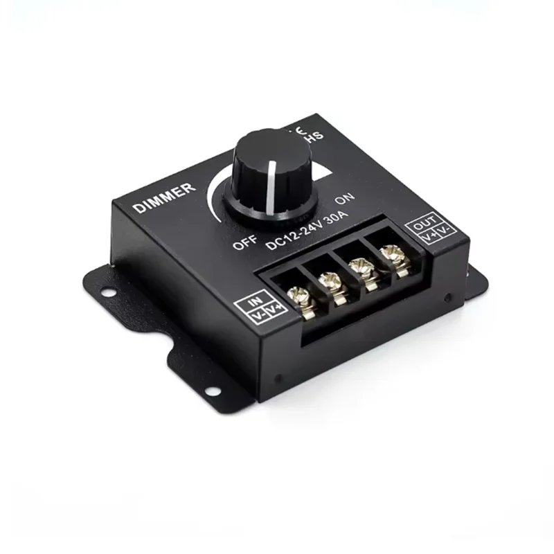 DC12-24V 30A Knob Dimmer Brightness Adjustment Stepless Dimming Switch Controller for 3528 5050 COB SMD LED Strip Light