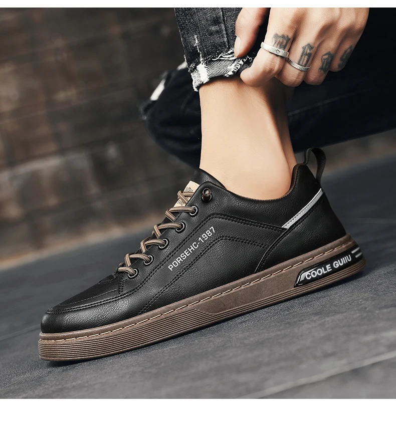 Herren Slip-On Freizeitschuhe für alle Jahreszeiten, neue atmungsaktive, leichte, weichsohlige Outdoor-Flachschuhe, Studenten-Whiteboard-Schuhe – Detail 3