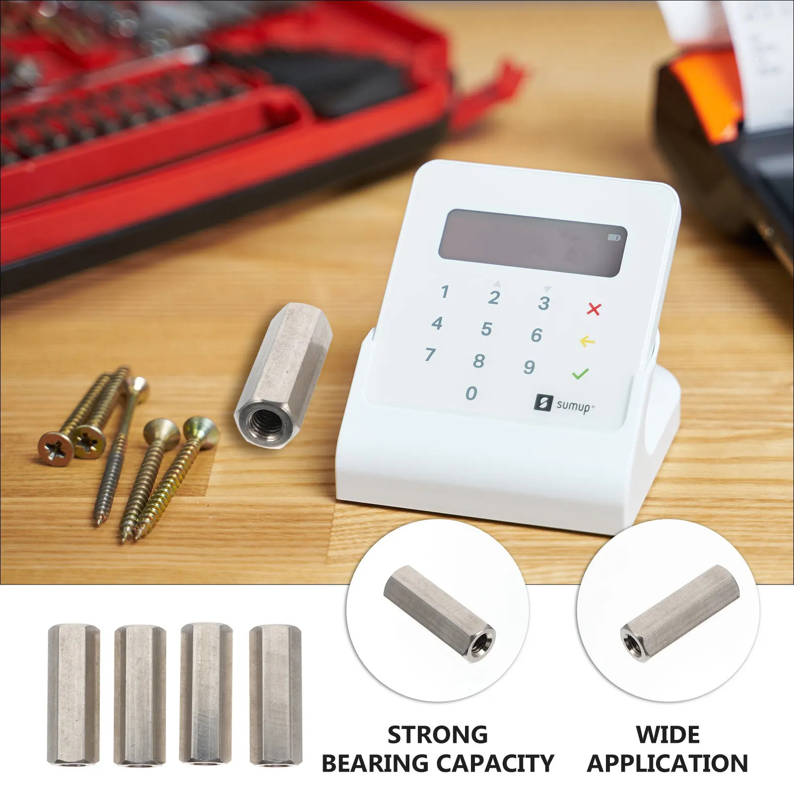 4Pcs Hexagon Nuts Stainless Steel Corrosion Resistant Coupling Nuts Female Thread Rod Connectors for Indoor Outdoor Use Coupling