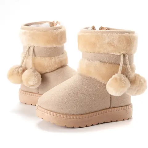 Boots New Girls Snow Boots Winter Comfortable Thick Warm Kids Boots Lobbing Ball Thick Children Autumn Cute Boys Boots Princess Shoes