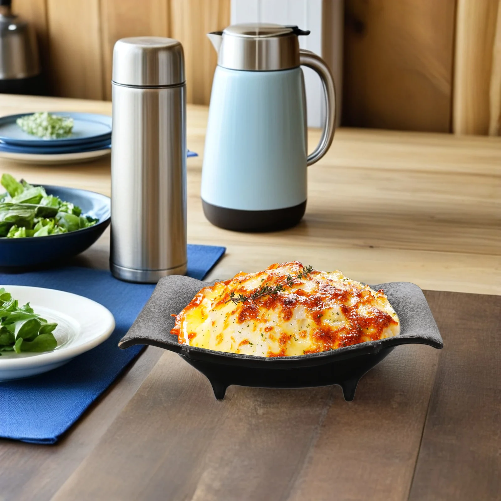 

Japanese Ceramic Baking Dish Rectangular Handles Oven Safe Deep Lasagna Pan Cheese Tray for Family Gatherings Cheese Tray