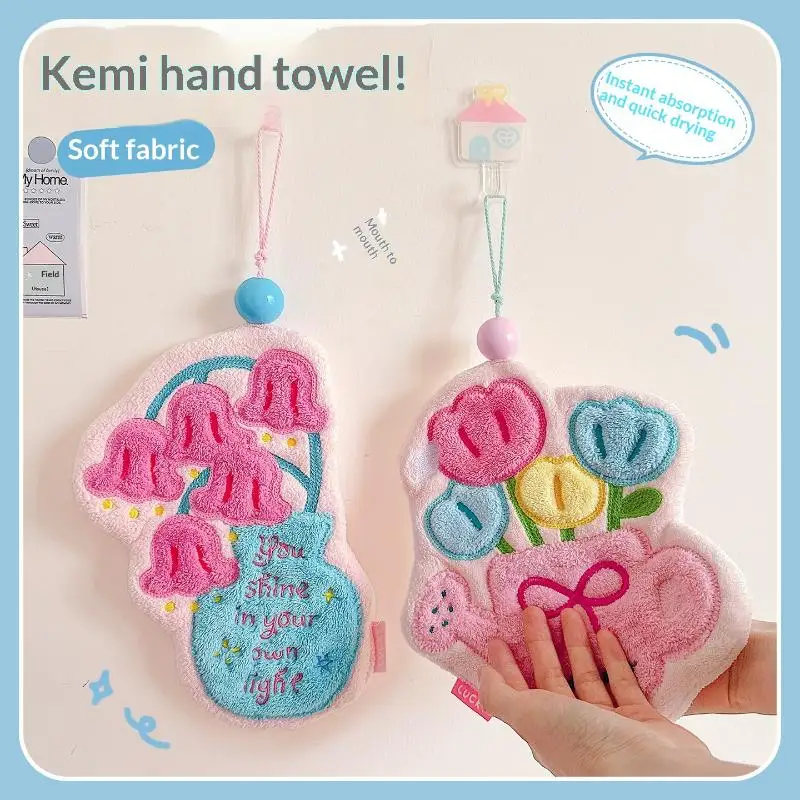 Creative Tulip Hand Towel Handkerchief Super Absorbent For Bathroom Kitchen Use