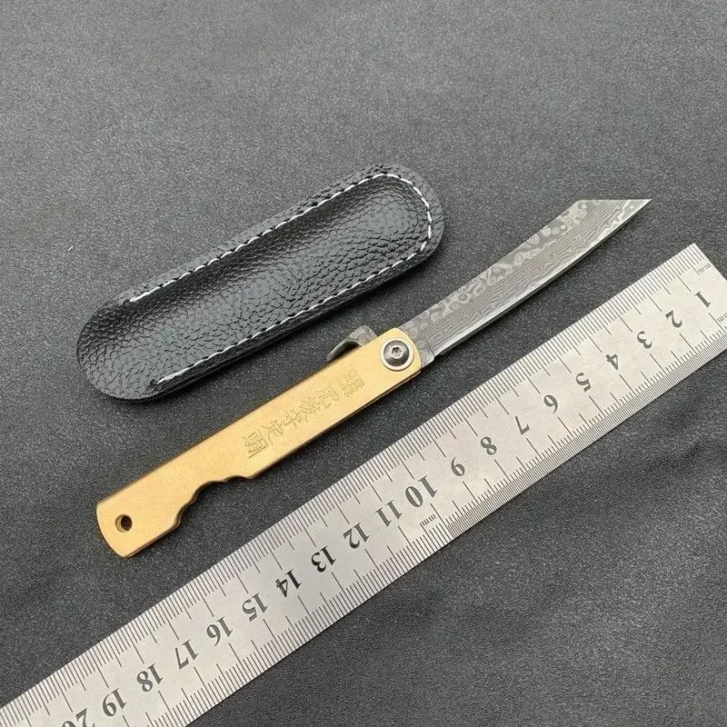 

1pc Higonokami Japan VG10 Damascus Steel Blade Pocket Folding Knife Copper Handle Outdoor Survival Camping Fishing EDC Tools