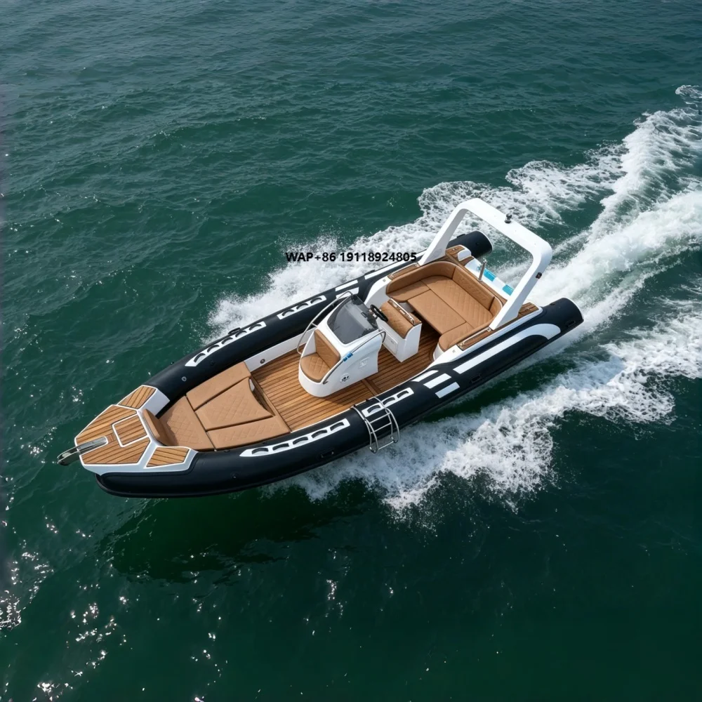 25 Feet RIB 760 Fiberglass Hull Inflatable Rib Boat High Speed Boat With Outboard Motor for Coastal Patrol