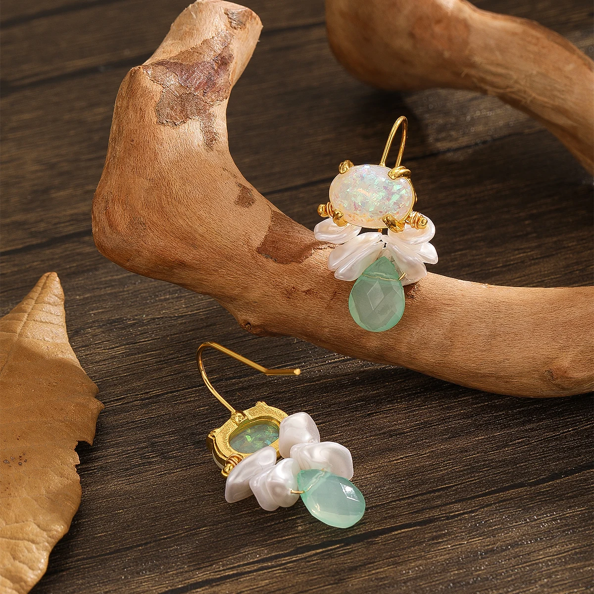 New Creative Geometric Niche Pearls Double Drop Round Stone Dangle Earrings For Women Party Accessories Custom Jewelry
