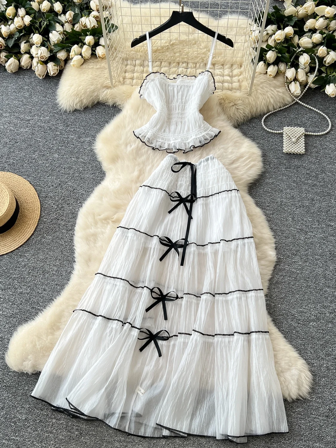 

Beach Vaion Sle Spicy Girl Set Women Summer Strapl Crop Top High Waist Slim A-Line Me Skirt Faion Ensemble