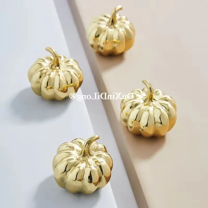 

4PCS Solid Brass Pumpkin Furniture Pulls Handles Drawer Knobs Cupboard Wardrobe Kitchen Closet Dresser Cabinet Door Pulls Knobs