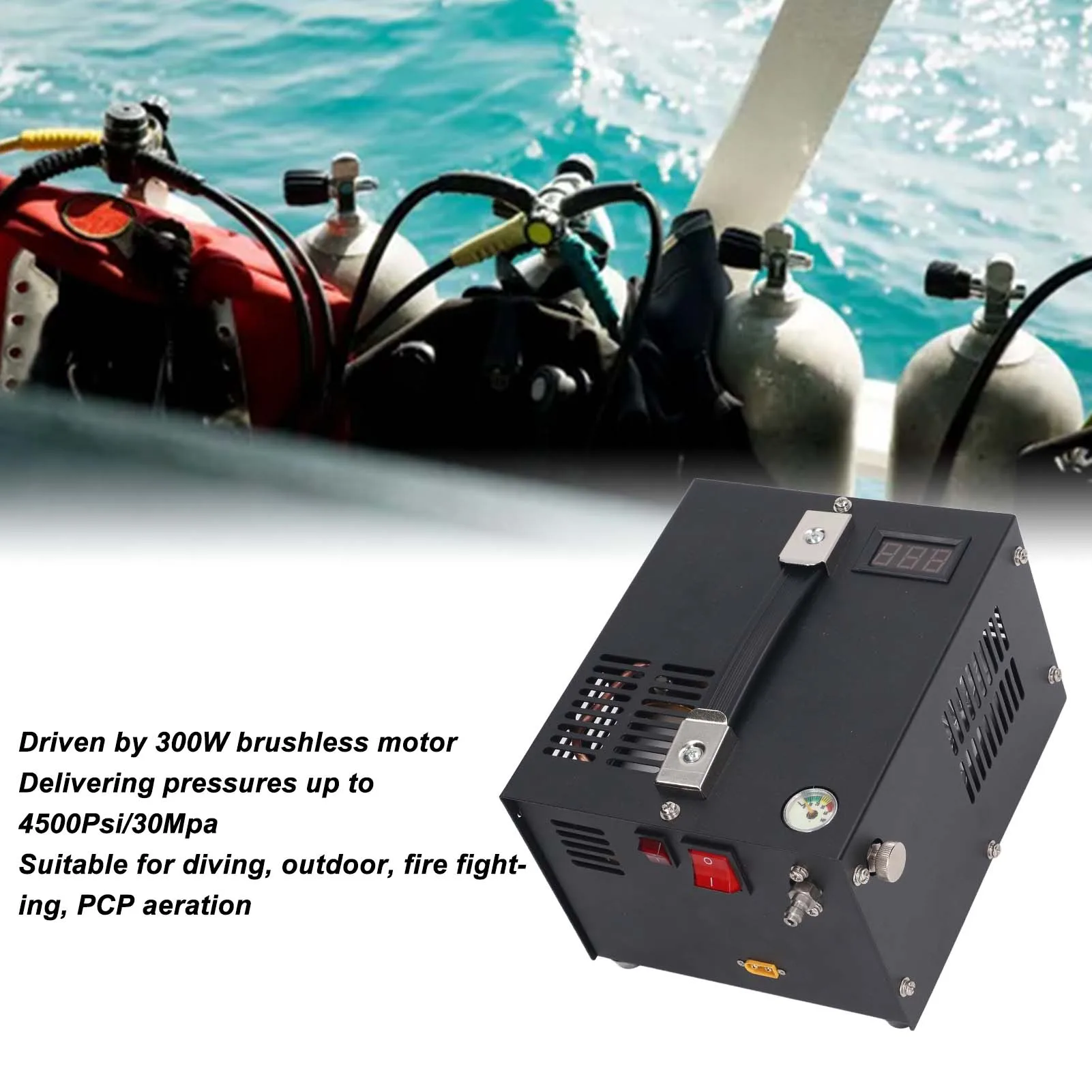 DC12V PCP Air Compressor 30mpa LED Display Fan Cooling PCP Pump for Airsoft Gun and Paintball DC12V PCP Air Pump DC12V PCP Pump