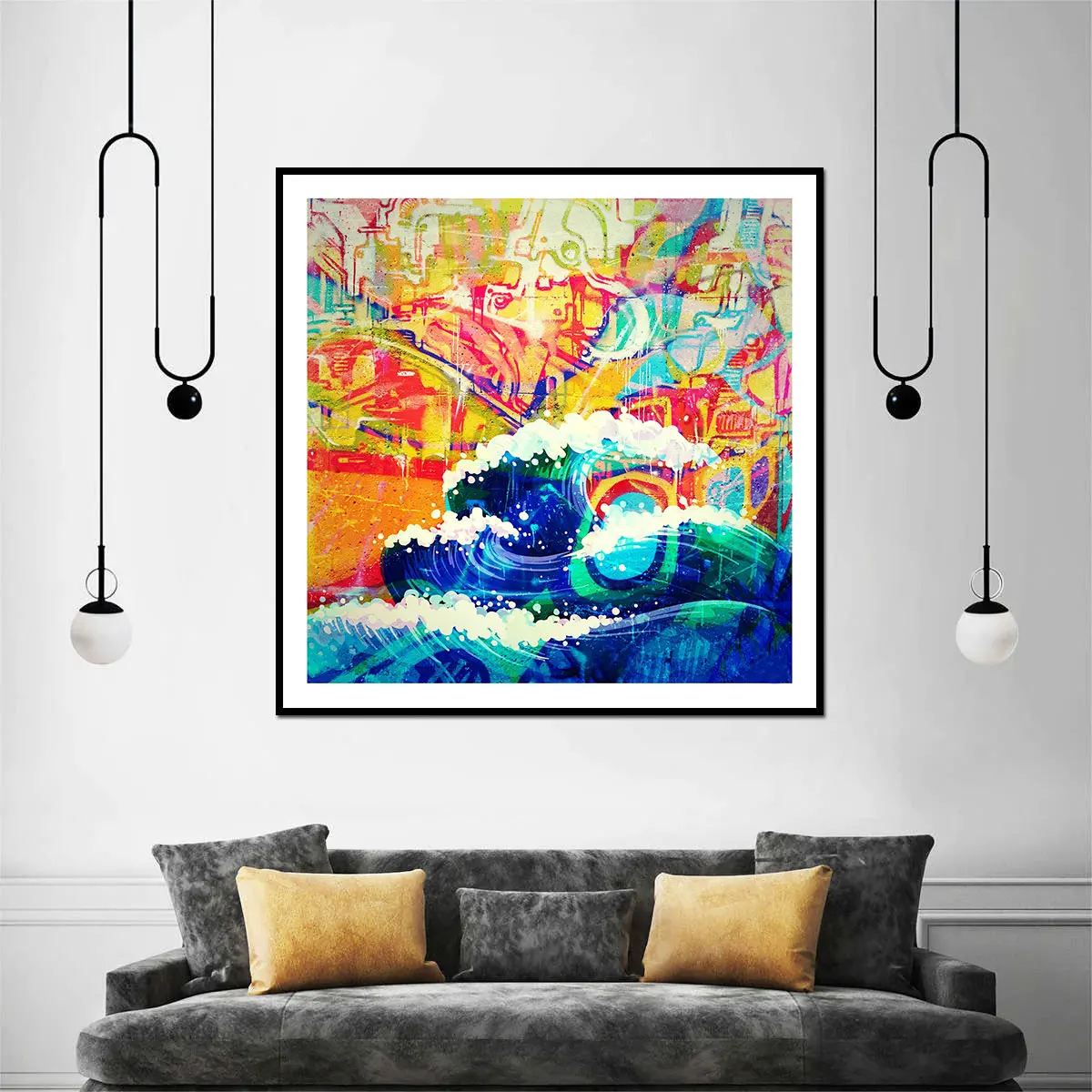 Abstract Graffiti Art The Waves Oil Canvas Painting Poster Home Decor Wall Art Decoration Picture For Living Bed Kids Bath Room