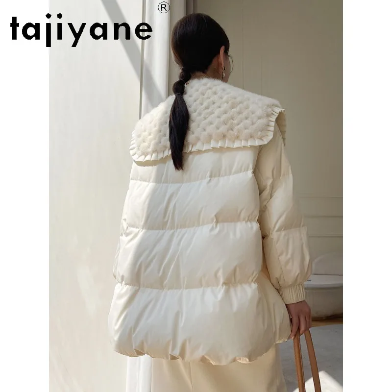 TAJIYANE Quality Goose Down Jacket Woman Mink Fur Collar Puffer Jackets of Woman Doll Collar Thicken Winter Coat Woman Loose 패딩