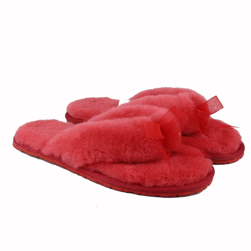 UVWP 100% Natural Sheepskin Fur Slippers Fashion Female Winter Slippers Women Warm Indoor Slippers Soft Wool Lady Home Shoes