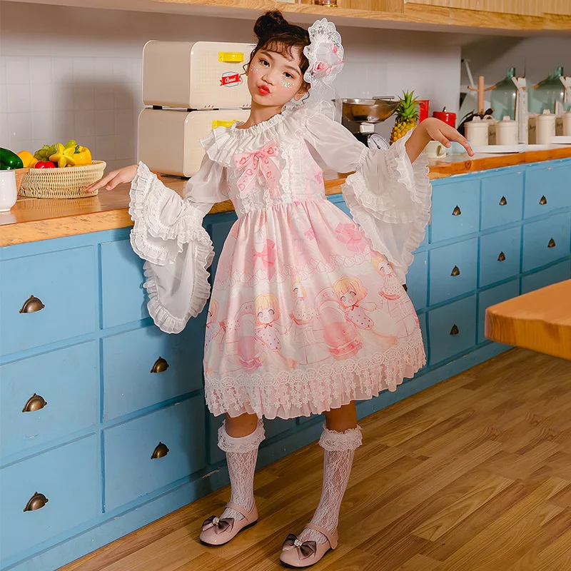 

Original Children's Lolita Dress Macaron Summer Girls' Princess Lolita Dress Girl's Strap Dress.