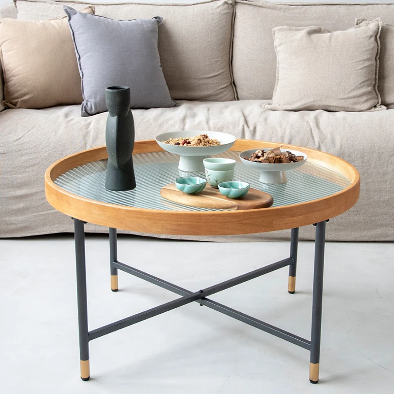 Modern Style Wholesale Nordic Creative Modern Wooden Wood Designer Luxury Center Wood And Iron Glass Coffee Table