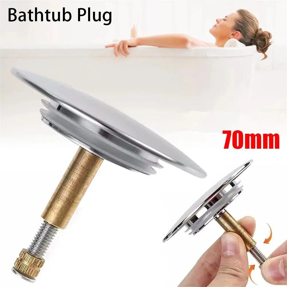 1Pcs New Pop Up Waste Stopper Bathtub Plug Only Flat Seal Adjustable Bath Stopper Brass 70mm Bathroom Tub Drain Filter