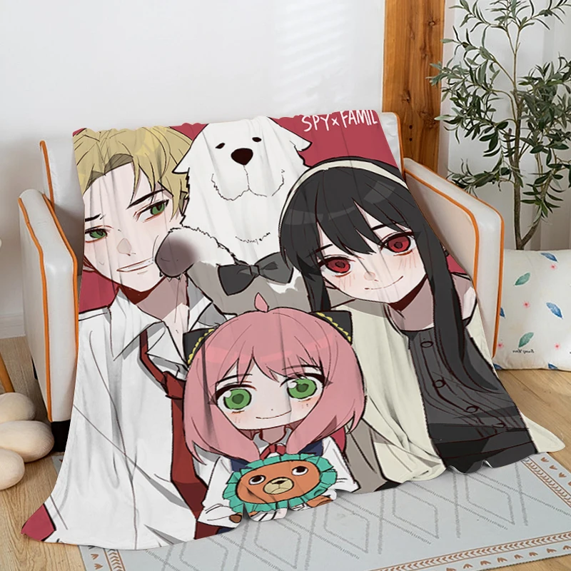 

Anime Nap Blanket Sofa Spy×Family Microfiber Bedding Warm Bed Fleece Camping Custom Fluffy Soft Blankets for Winter King Size