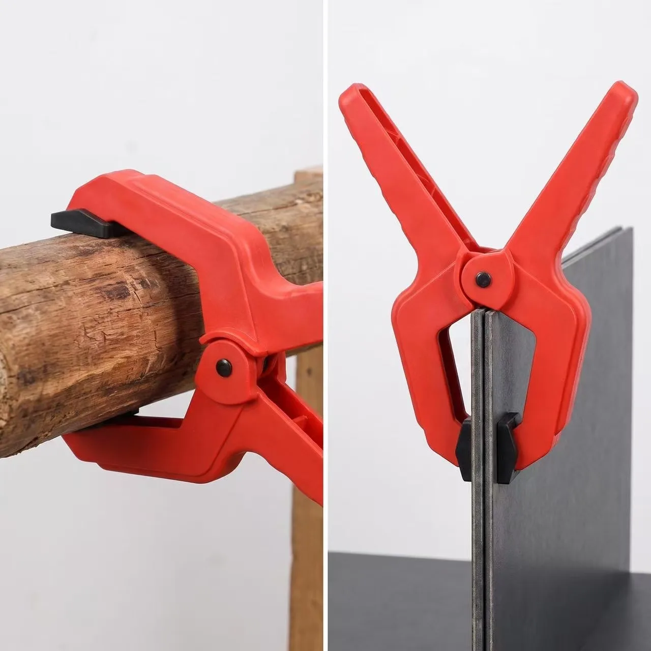 2 Pack C Clamp Adjustable Pliers and Spring Clamps Non Slip Ergonomic Red Handle for Woodworking Metal Stone Plastic Strong Grip