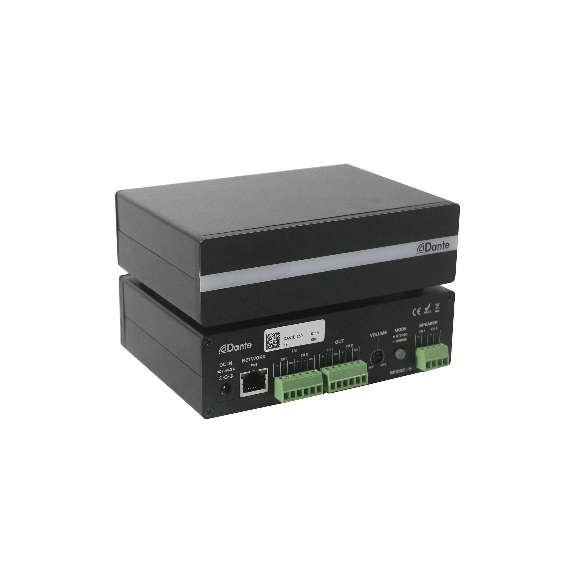 Amplificateur mural audio DSP 2 canaux 2*50W avec alimentation 24VDC et PoE pour processeur de son professionnel de scène