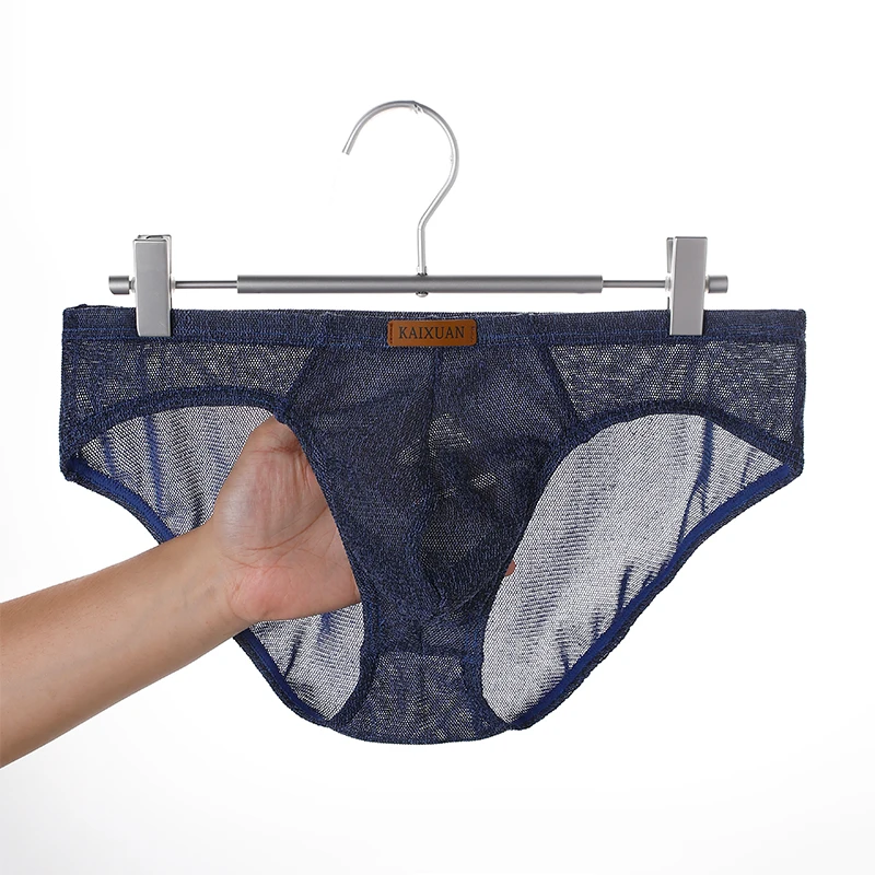 Eisseide Mesh Herren Dreiecks-Slip Ultra-Dünn Voll Transparent Atmungsaktiv Sexy Einfarbige Unterwäsche für den Sommer