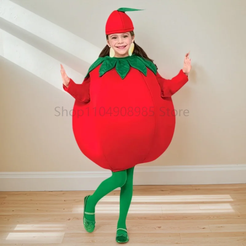 

Children Fruits Veggies Collection Tomato Shaped Costume Nature Costumes for Boys Girls Cosplay Outfits Dress Up Set