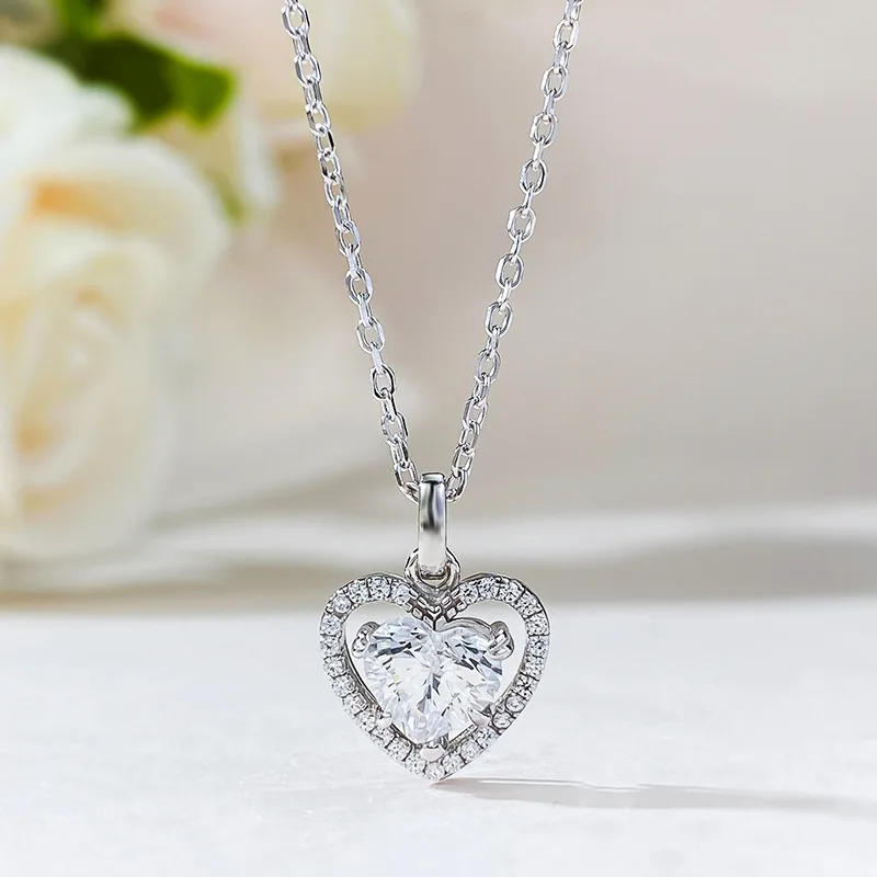 

Apaison 6*7 mm Heart High Carbon Diamond Necklace Pendant For Women 925 Sterling Sliver Friends Gift