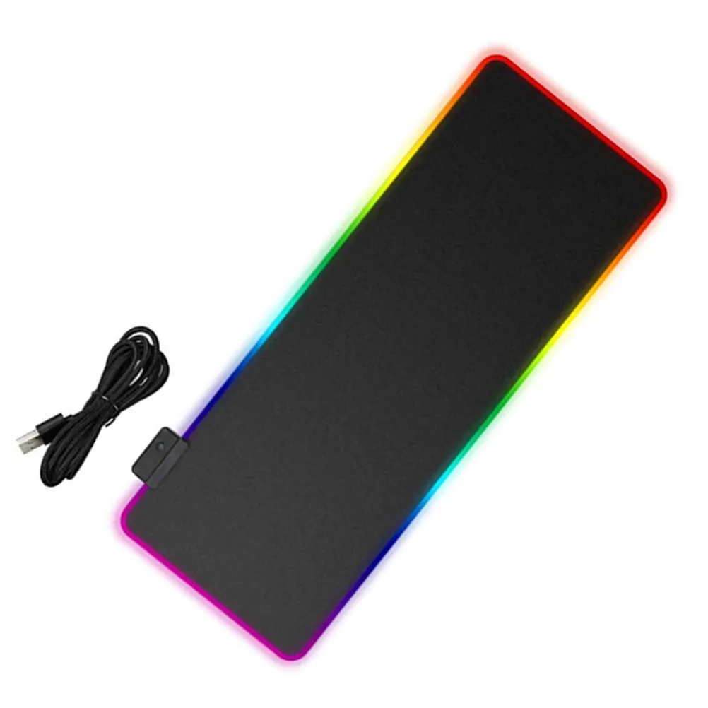 

Светодиодный коврик для мыши RGB, водонепроницаемый, грязеотталкивающий, яркий, светящийся, аксессуар для компьютерного игрового стола, светодиодный коврик для мыши