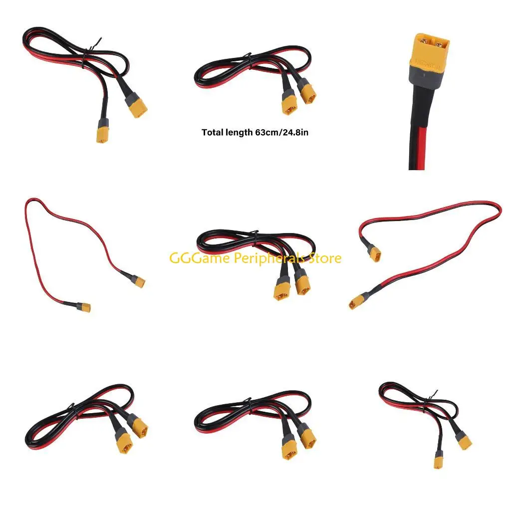 

U55B XT60 Male Plugs to XT60 Male Connectors Adapter 12AWG Extension Cable Leads