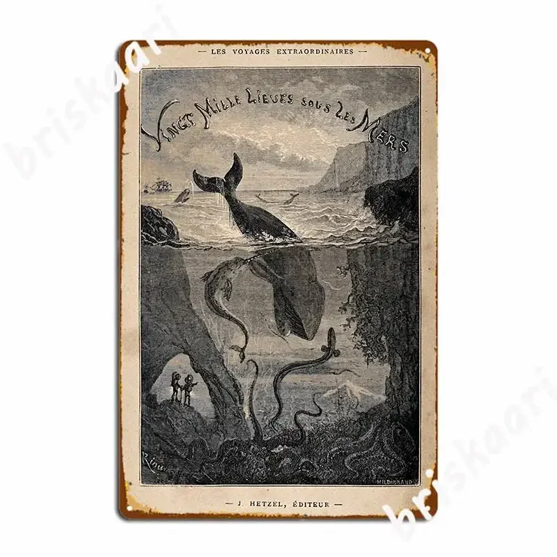20 000 Leagues Under The Sea Frontispiece 1871 Metal Plaque Poster Garage Printing Bar Cave Rusty Wall Cave Tin Sign Poster