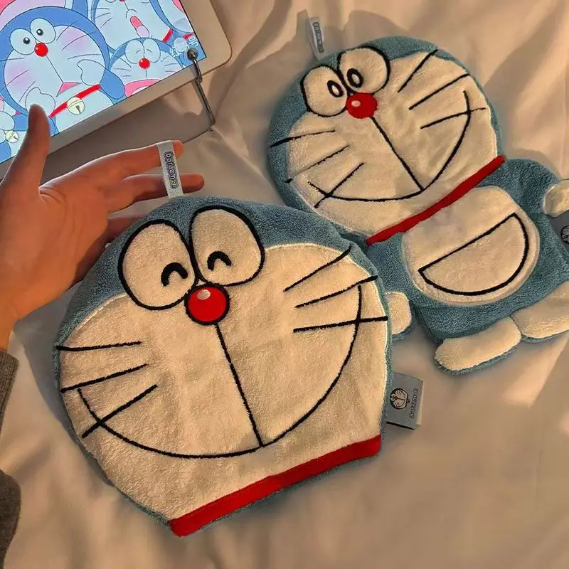 

Doraemon Cute Cartoon Hand Towel Absorbent Soft Hanging No Drill Kawaii For Bathroom Kitchen Kids Multi Functional Quick Drying