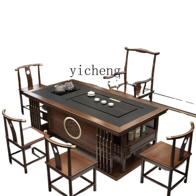 XL tea table and chair combination office household solid wood tea table Kung Fu coffee table tea set integrated