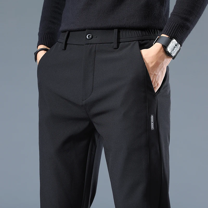 

Highly Elastic Men's Comfortable Trousers Autumn New Slim Straight Fashion Korean Casual Pants Quick-drying Golf Sweatpants