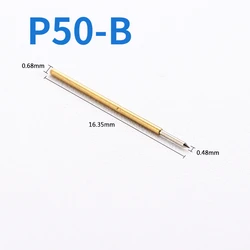 100PCS/Pack P50-B Nickel-plated Test Probe Outer Diameter 0.68mm Length 16.35mm Electronic Spring Detection Probe