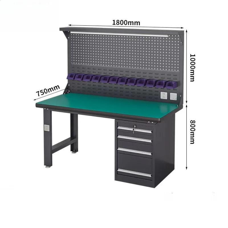 Heavy-duty fitter workbench, anti-static maintenance and assembly experimental table with hanging plate, factory workshop