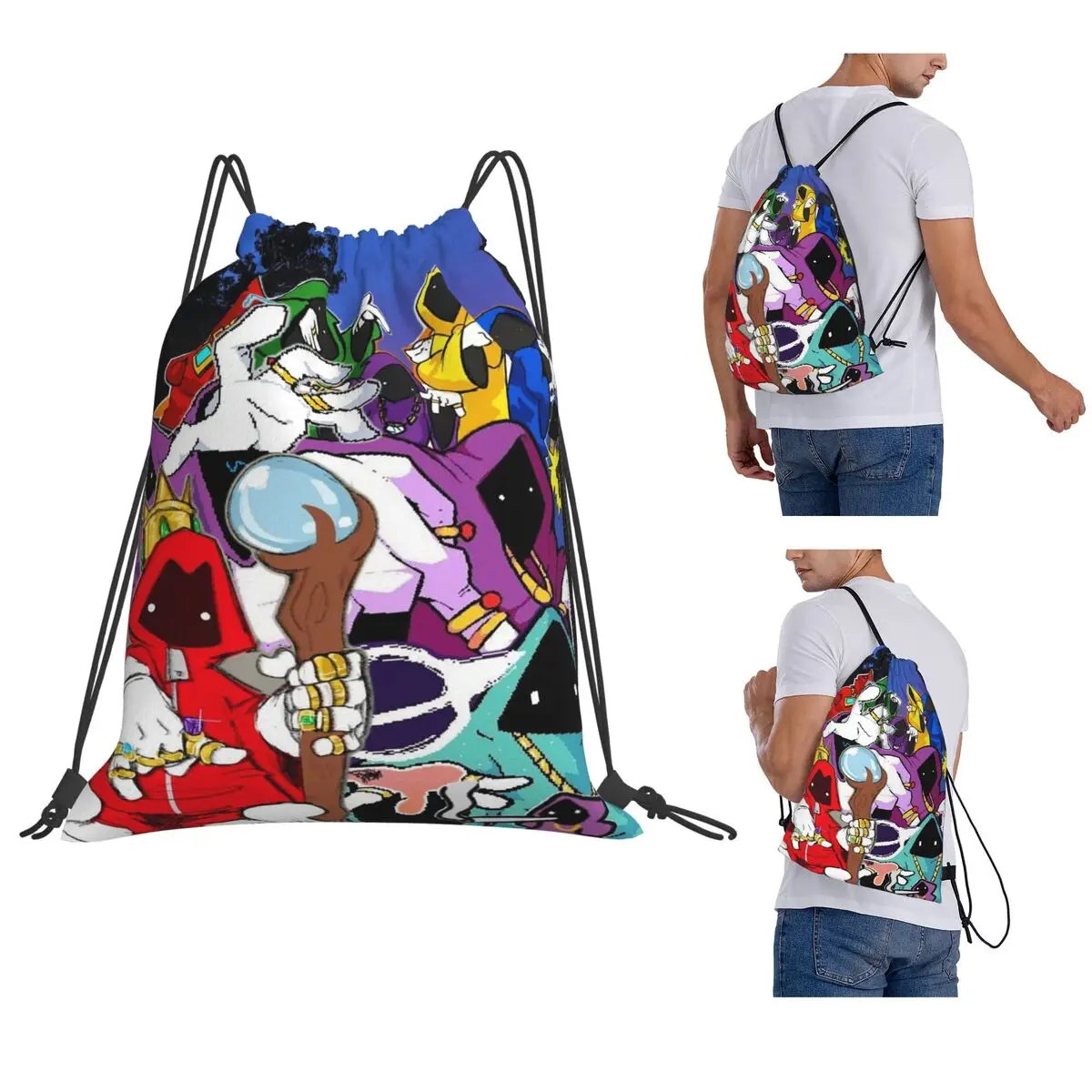 Shadow Wizard Money Gang We Love Casting Spells Backpacks Portable Drawstring Bags Sports Bag Book Bags for Travel Students