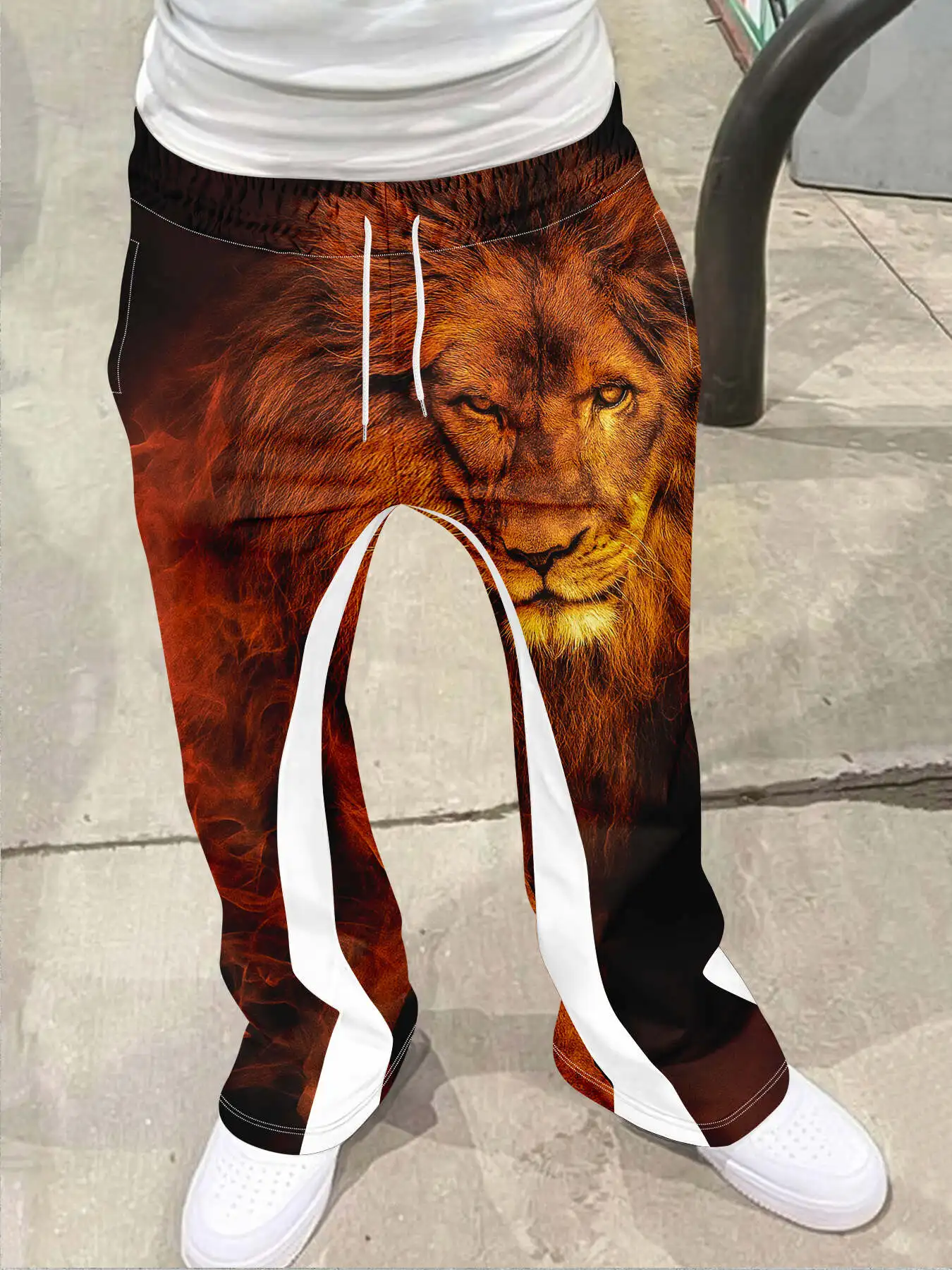 

Y2k Flared Pants Men Loose 3D Print Trousers Casual Sweatpants Mid Waist Sporty Female Clothes Streetwear Hip Hop Vintage Pants