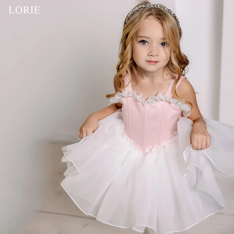 

Нарядное розовое платье LORIE из органзы для девочек, без рукавов, с оборками, для свадьбы и вечеринки, 2026, А-силуэт, сказочное платье на день рождения, на заказ