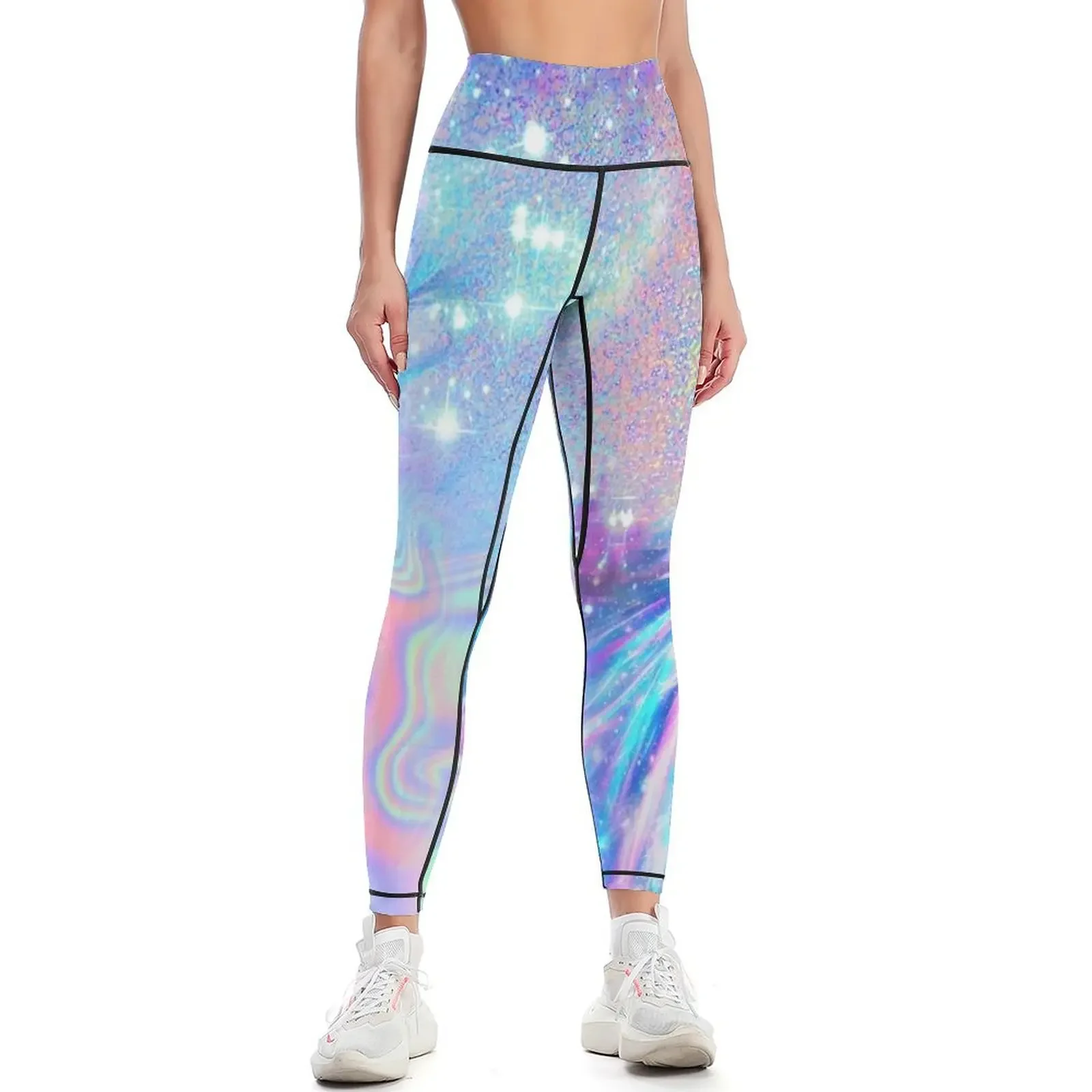 Sparkly Rainbow Holographic Pattern Leggings Pants sport Women's trousers Tight fitting woman Womens Leggings