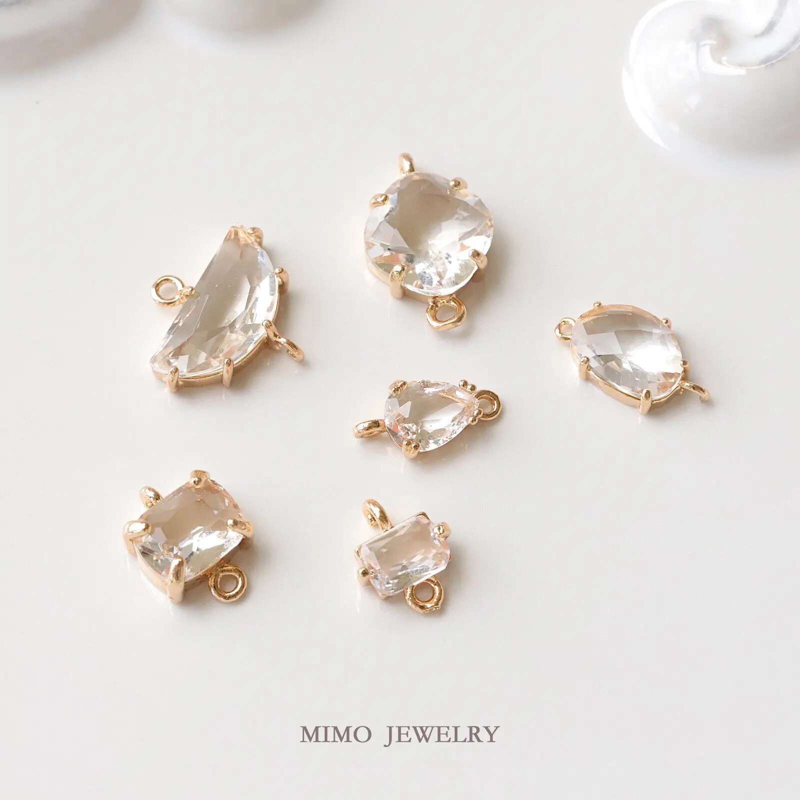 Copper-plated Gold Special-shaped Irregular Rare Earth Glass Pendant Charms For Jewelry Making DIY Bracelet Accessories Findings