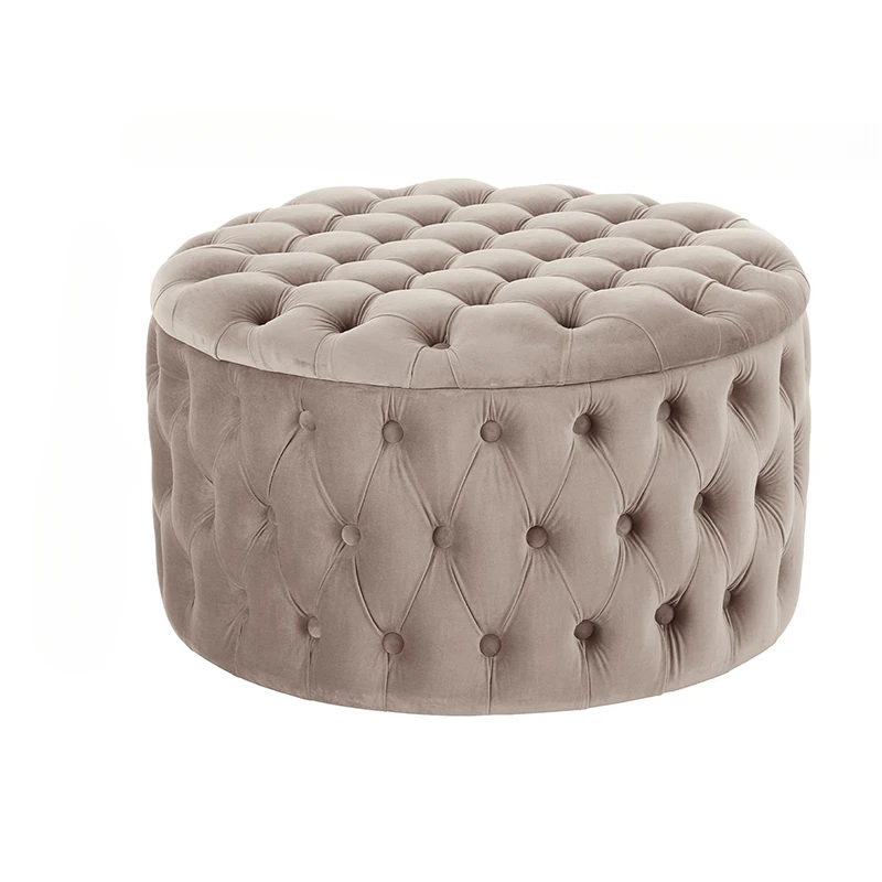 

Nordic sofa pedal living room bedroom footstool footstool Internet celebrity pink fabric storage stool round sofa stool