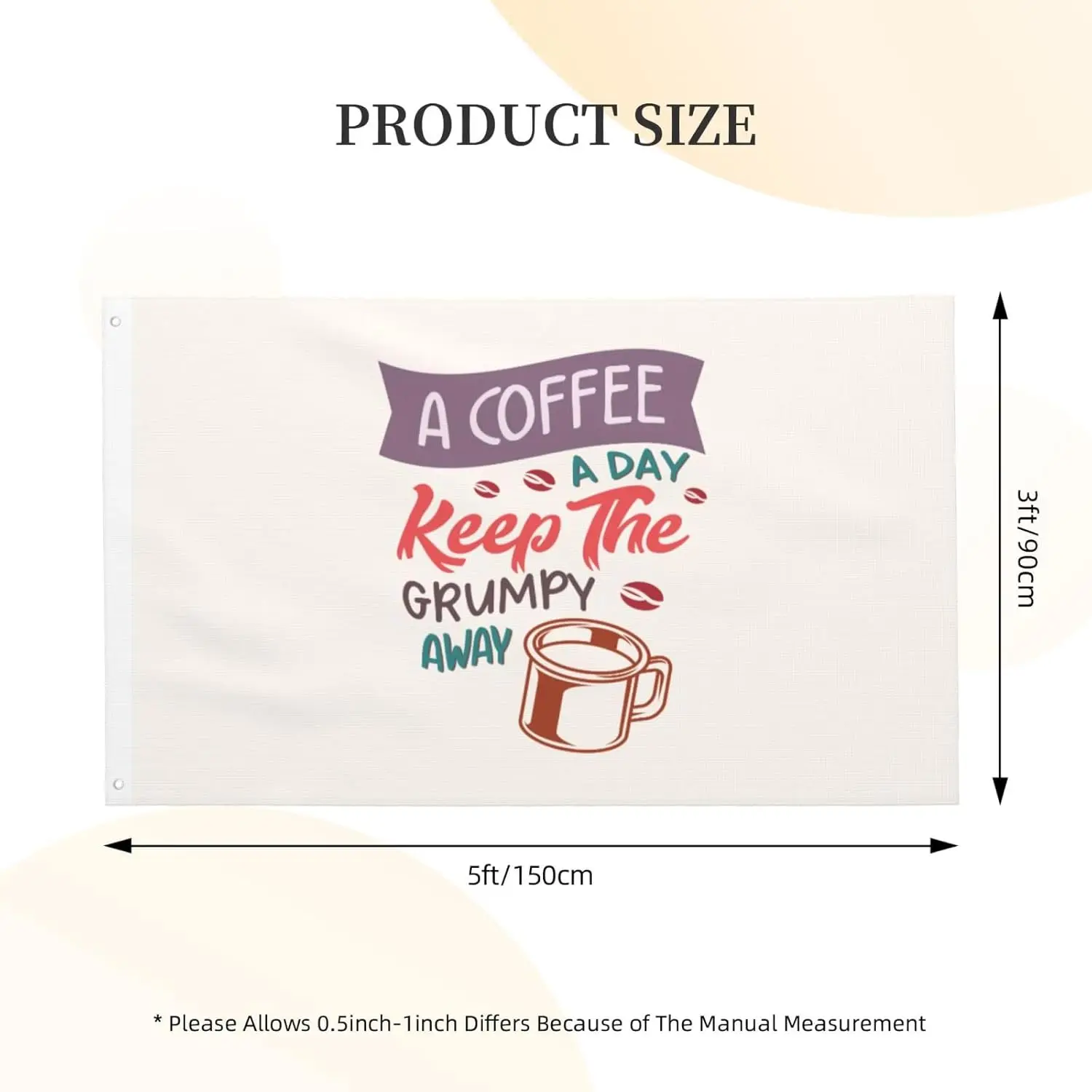 Flagicts 100% Polyester A Coffee A Day Keep The Grumpy Away Flag