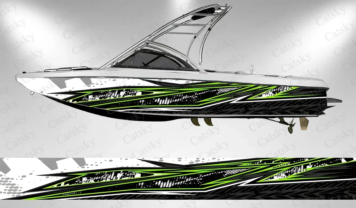 Irregular Shark Lines Splash Color Boat Stickers Vinyl Boat Wrap for Pontoonman Console Deck Boat Fishing Platform Decal Sticker