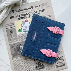 Jeans A5 Binder Pink Button Photocard Holder Kpop Kawaii Notebook Idol Photo Album 3inch Photocards Collect Book