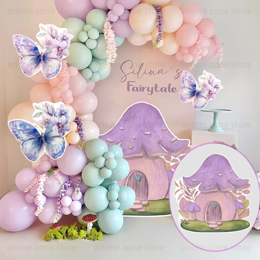 36-calowy domek z grzybami KT Board Butterfly Cardboard Fairytale Theme Garden Birthday Party Cutout Decoratio Baby Shower Photo Prop