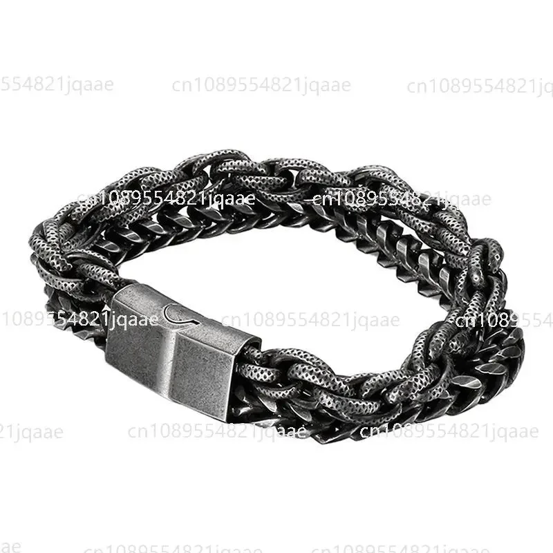 

2024 New Original Retro titanium steel double-layer bracelet simple hip-hop men's jewelry niche design boys jewelry