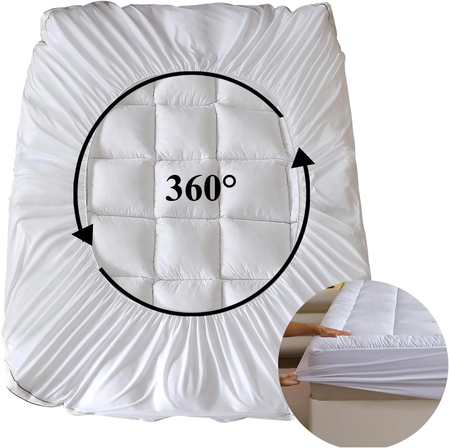 White Mattress Protector Cover 360 Gsm Breathable Dustproof Quilt Cover Protector for North America