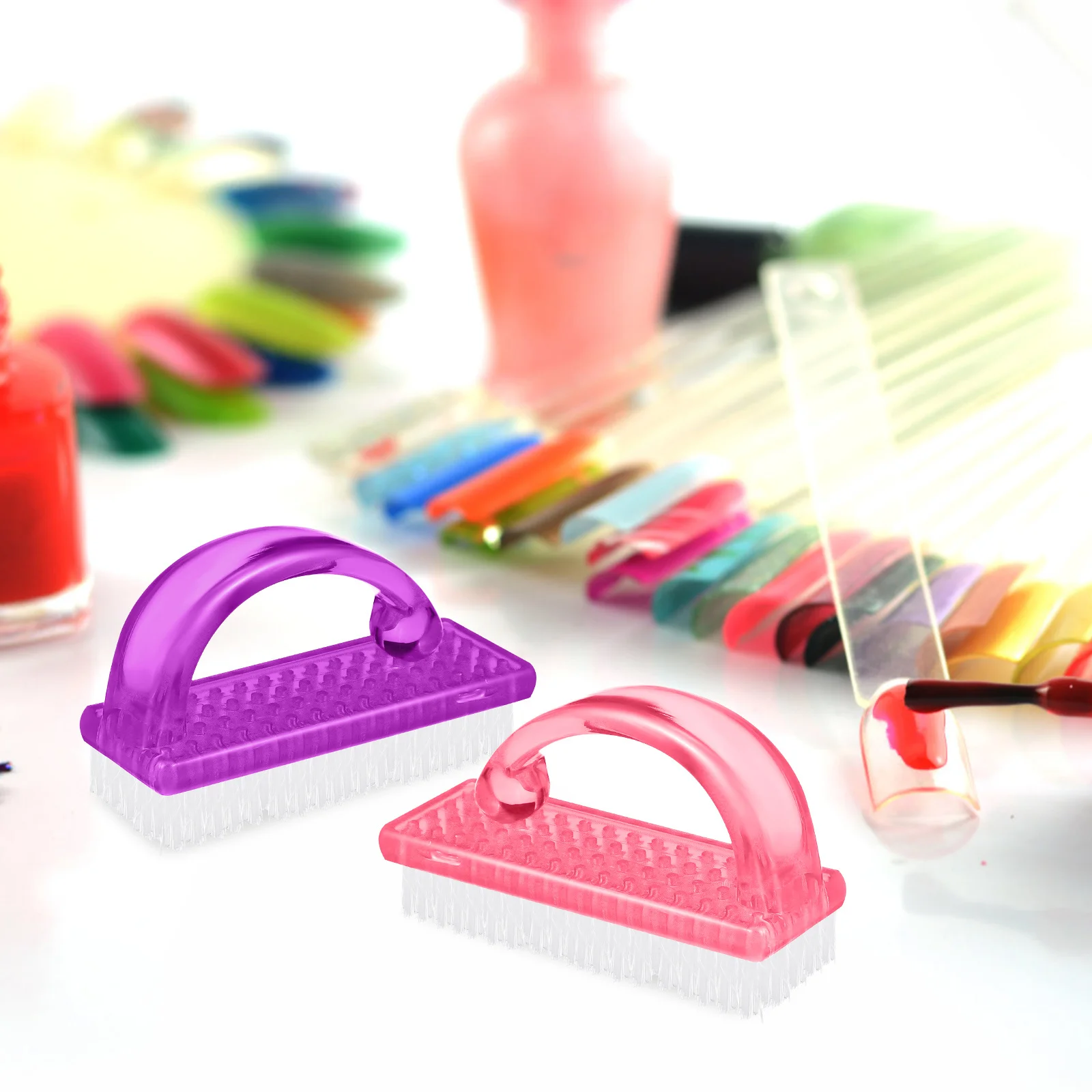 6pcs Plastic Nail Brush Handle Grip For Fingernail Cleaning Pedicure Manicure Tool Dust Remover Scrubber Bathroom Kitchen Travel