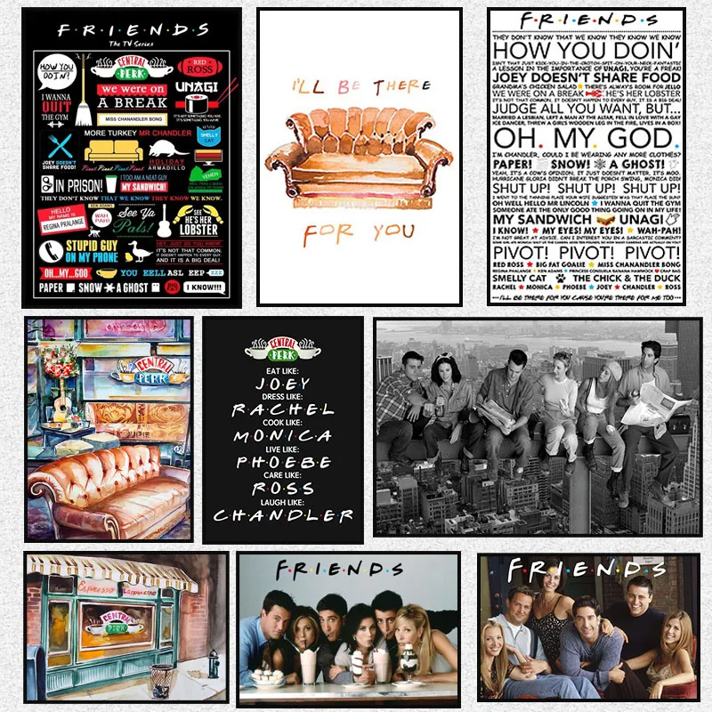 Classic Friends TV Show Posters Canvas Painting Print Fun Friends Wall Art Central Perk Picture Living Room Home Decor Cuadros